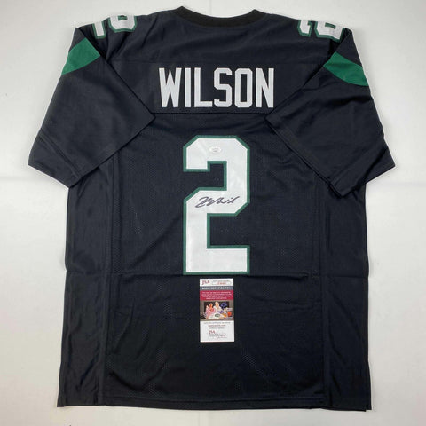 Autographed/Signed Zach Wilson New York Black Football Jersey JSA COA