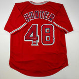 Autographed/Signed Torii Hunter Los Angeles Anaheim Red Jersey Beckett BAS COA