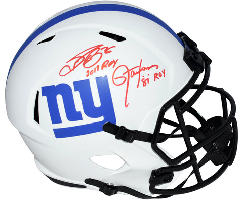 LAWRENCE TAYLOR & SAQUON BARKLEY SIGNED NEW YORK GIANTS LUNAR FULL SIZE HELMET