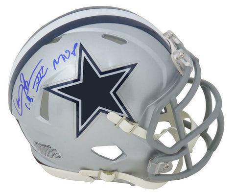 Larry Brown Signed Dallas Cowboys Riddell Speed Mini Helmet w/SB XXX MVP- SS COA