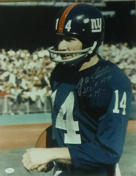 YA TITTLE AUTOGRAPHED/SIGNED NEW YORK GIANTS 16X20 PHOTO HOF 20401 JSA K45286