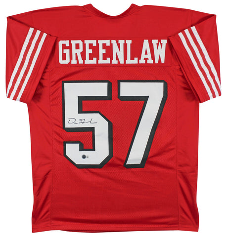 Dre Greenlaw Authentic Signed Red Pro Style Jersey w/ Dropshadow BAS Witnessed