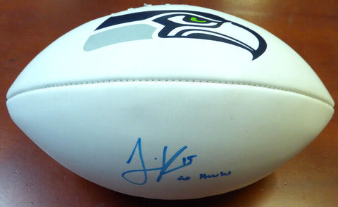 Jermaine Kearse Autographed Seahawks White Logo Football Go Hawks MCS Holo 30282