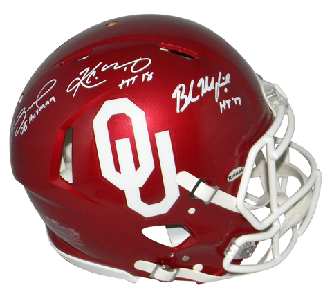 BAKER MAYFIELD KYLER MURRAY SAM BRADFORD SIGNED OKLAHOMA SOONERS SPEED HELMET