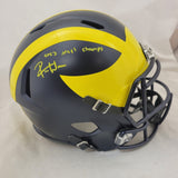 ROMAN WILSON SIGNED MICHIGAN "23 CHAMPS" F/S SPEED REPLICA HELMET BECKETT QR COA