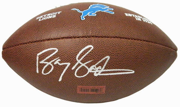 BARRY SANDERS Signed Detroit LIONS Logo Wilson Full-Size Football - SCHWARTZ