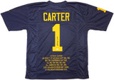 MICHIGAN WOLVERINES ANTHONY CARTER AUTOGRAPHED BLUE STAT JERSEY JSA 234503