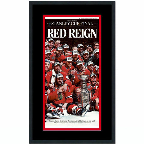 Framed Chicago Tribune Blackhawks Reign 2015 Stanley Cup Newspaper 17x27 Photo