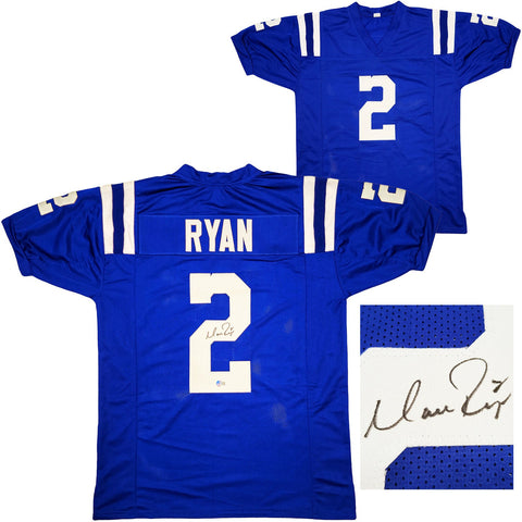 INDIANAPOLIS COLTS MATT RYAN AUTOGRAPHED BLUE JERSEY BECKETT BAS QR 203906