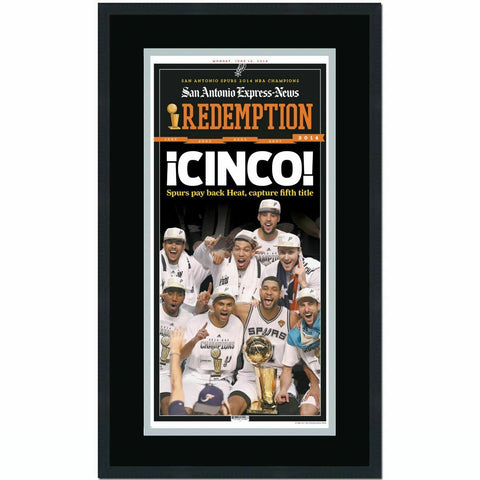 Framed San Antonio Express News Spurs 2014 Championship Newspaper 17x27 Photo