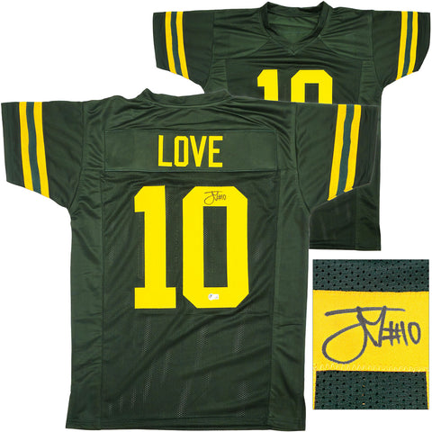 PACKERS JORDAN LOVE AUTOGRAPHED GREEN THROWBACK JERSEY BECKETT WITNESS 232820