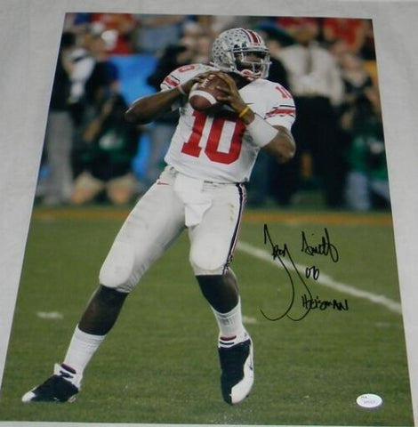 TROY SMITH AUTOGRAPHED SIGNED OHIO STATE BUCKEYES 16x20 PHOTO JSA W/ 06 HEISMAN