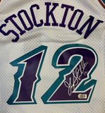 John Stockton Signed Utah Jazz Mitchell Ness White Swing Jersey Beckett XXL #12