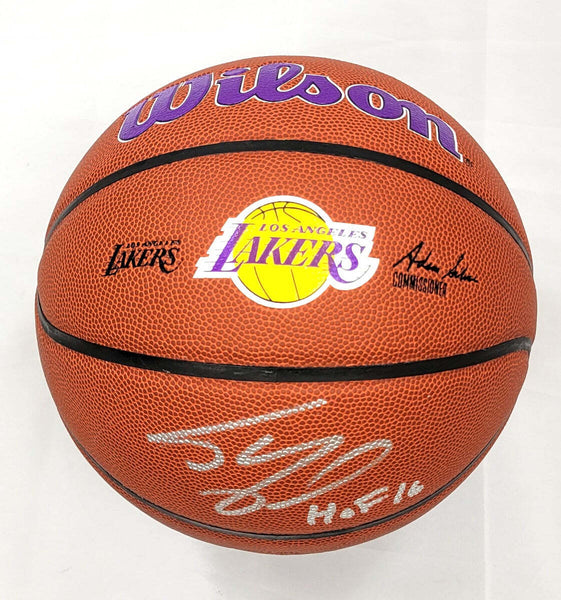 Shaquille O'Neal Signed Lakers NBA Replica Lakers Logo Basketball W/HOF 16 BAS