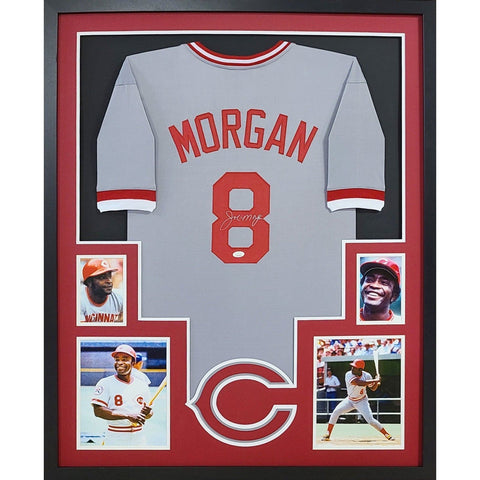 Joe Morgan Autographed Signed Framed Grey Cincinnati Reds Jersey JSA