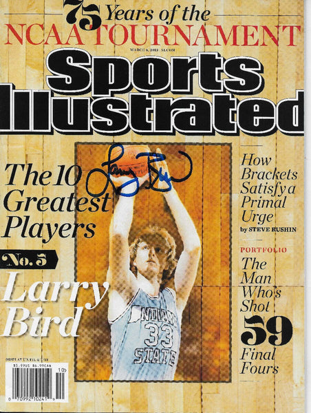 Larry Bird Signed Boston Celtics Sports Illustrated 3/6/13 Beckett Witnessed