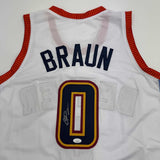 Autographed/Signed Christian Braun Denver White Basketball Jersey JSA COA