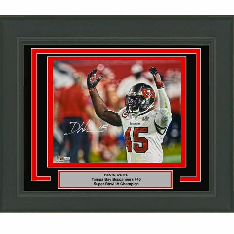 FRAMED Autographed/Signed DEVIN WHITE Super Bowl LV 16x20 Photo Fanatics COA