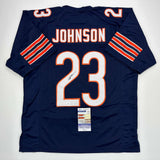 Autographed/Signed Roschon Johnson Chicago Blue Football Jersey JSA COA