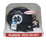 Cole Kmet Autographed Nore Dame Fighting Irish Navy Mini Helmet BAS 37461