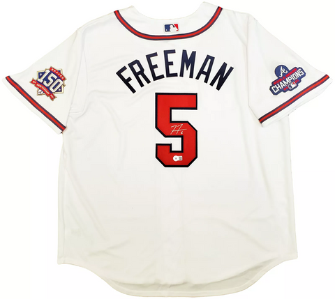 BRAVES FREDDIE FREEMAN AUTOGRAPHED NIKE JERSEY WORLD SERIES XL BECKETT