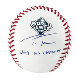 Autographed/Signed Trea Turner 2019 World Series Rawlings Baseball Beckett COA