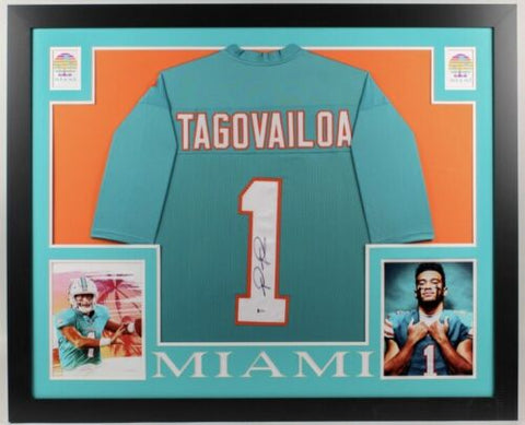 Tua Tagovailoa Signed Framed Jersey Miami Dolphins