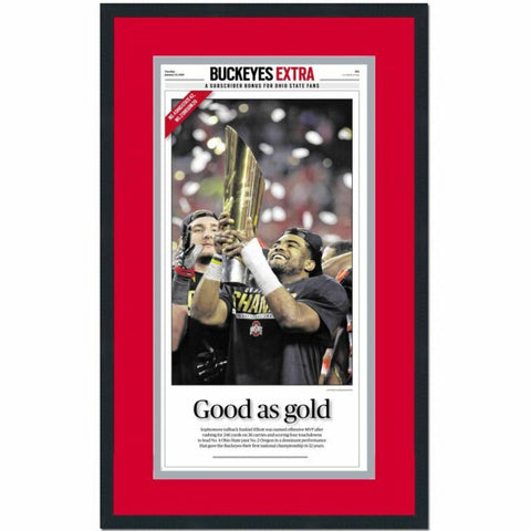 Framed Springfield News-Sun Ohio State 2014 NCAA Champions Newspaper 17x27 Photo