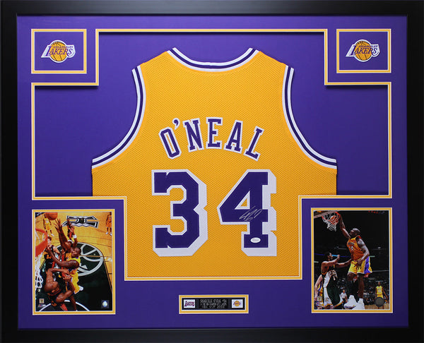 Shaquille O'Neal Autographed Framed Gold Lakers Jersey