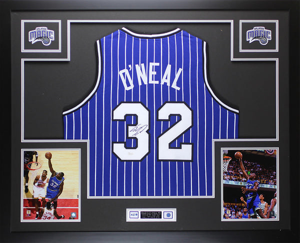 Shaquille O'Neal Autographed Framed Pinstriped Orlando Jersey