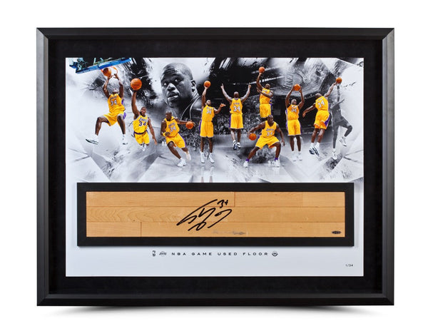 Shaquille O'Neal Autographed NBA Game Used Floor "Big Aristotle" Collage 36 x 24