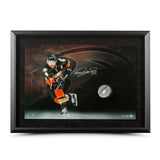 Teemu Selanne Autographed Anaheim Ducks Slap Shot Breaking Through