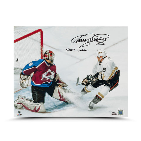 Teemu Selanne Autographed & Inscribed 500th Goal Photo