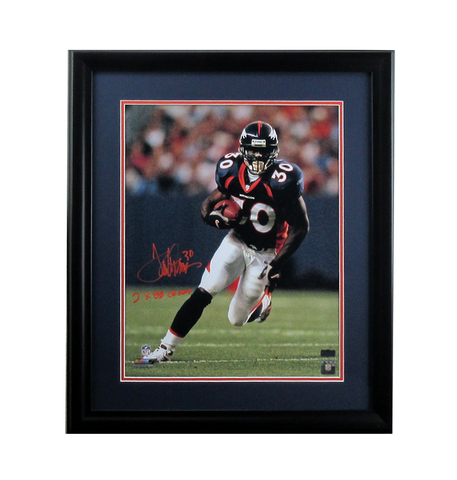 Terrell Davis Signed Denver Broncos Framed 16x20 Photo with "2x SB Champ" Inscription