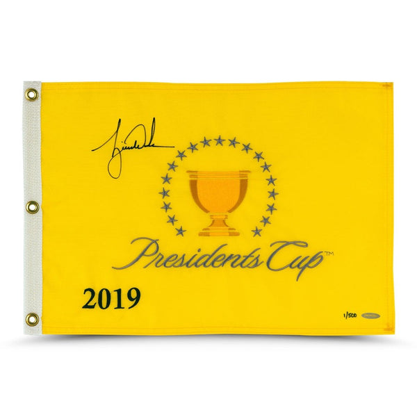 Tiger Woods Autographed 2019 Presidents Cup Pin Flag