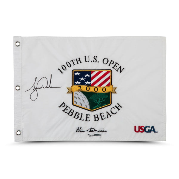 Tiger Woods Autographed & Embroidered 2000 U.S. Open Pin Flag