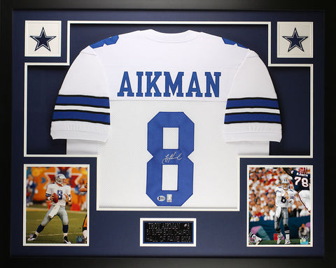 Troy Aikman Autographed and Framed White Cowboys Jersey