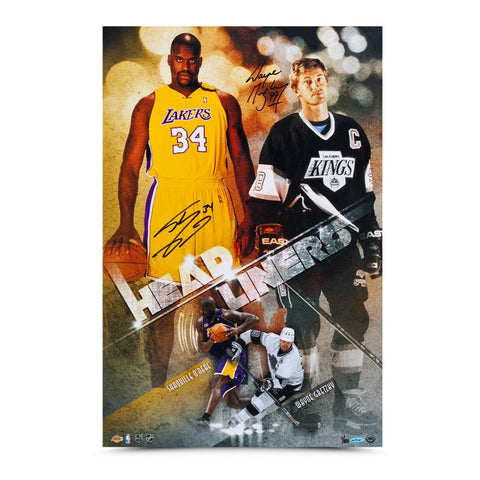 Wayne Gretzky & Shaquille O'Neal Autographed "Headliners" Print