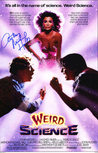 ANTHONY MICHAEL HALL Signed 'Weird Science' 11x17 Movie Poster - SCHWARTZ