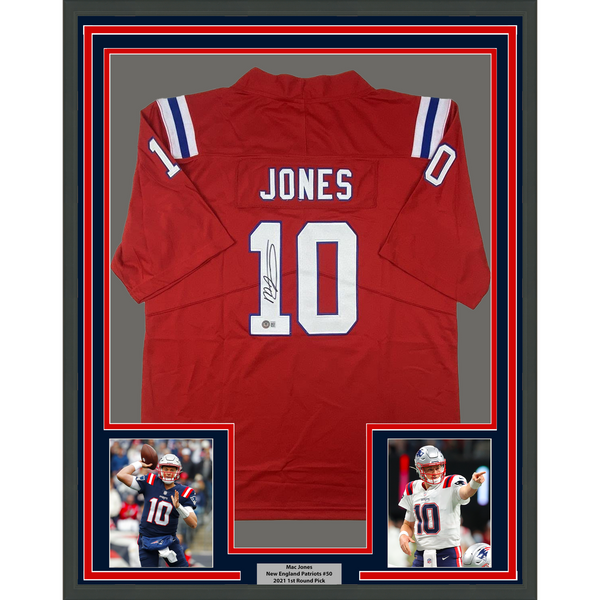 mac-jones-framed-autographed-red-jersey – Midwest Memorabilia