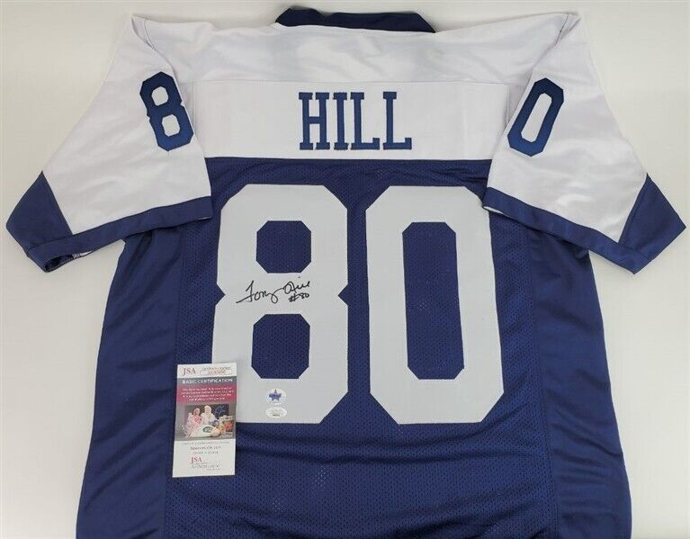 Mitchell And Ness Autographed Dallas Cowboys No33 Tony Dorsett Blue Throwback Stitched NFL Jersey
