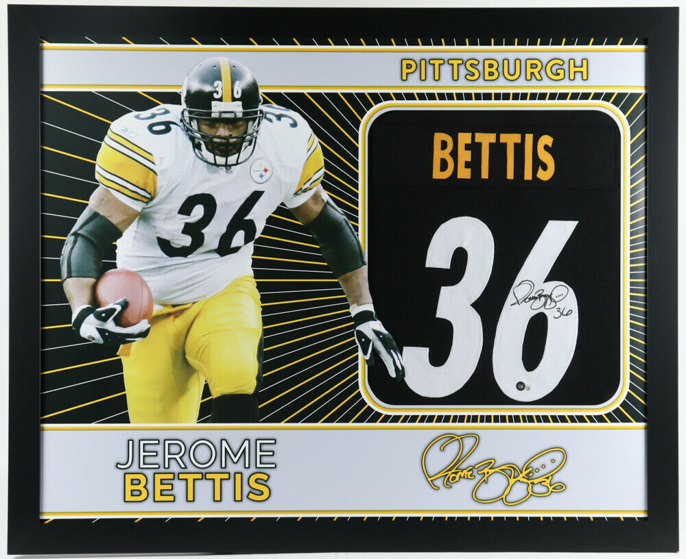 Jerome Bettis Signed Pittsburgh Steelers 35x43 Framed Jersey (Beckett –  Super Sports Center