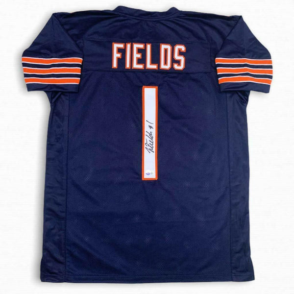 Justin Fields Deluxe Framed Autographed Navy Nike Limited Jersey