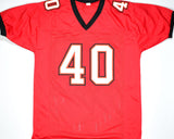 Mike Alstott Autographed Red Pro Style Jersey w/SB Champs - Beckett W Hologram