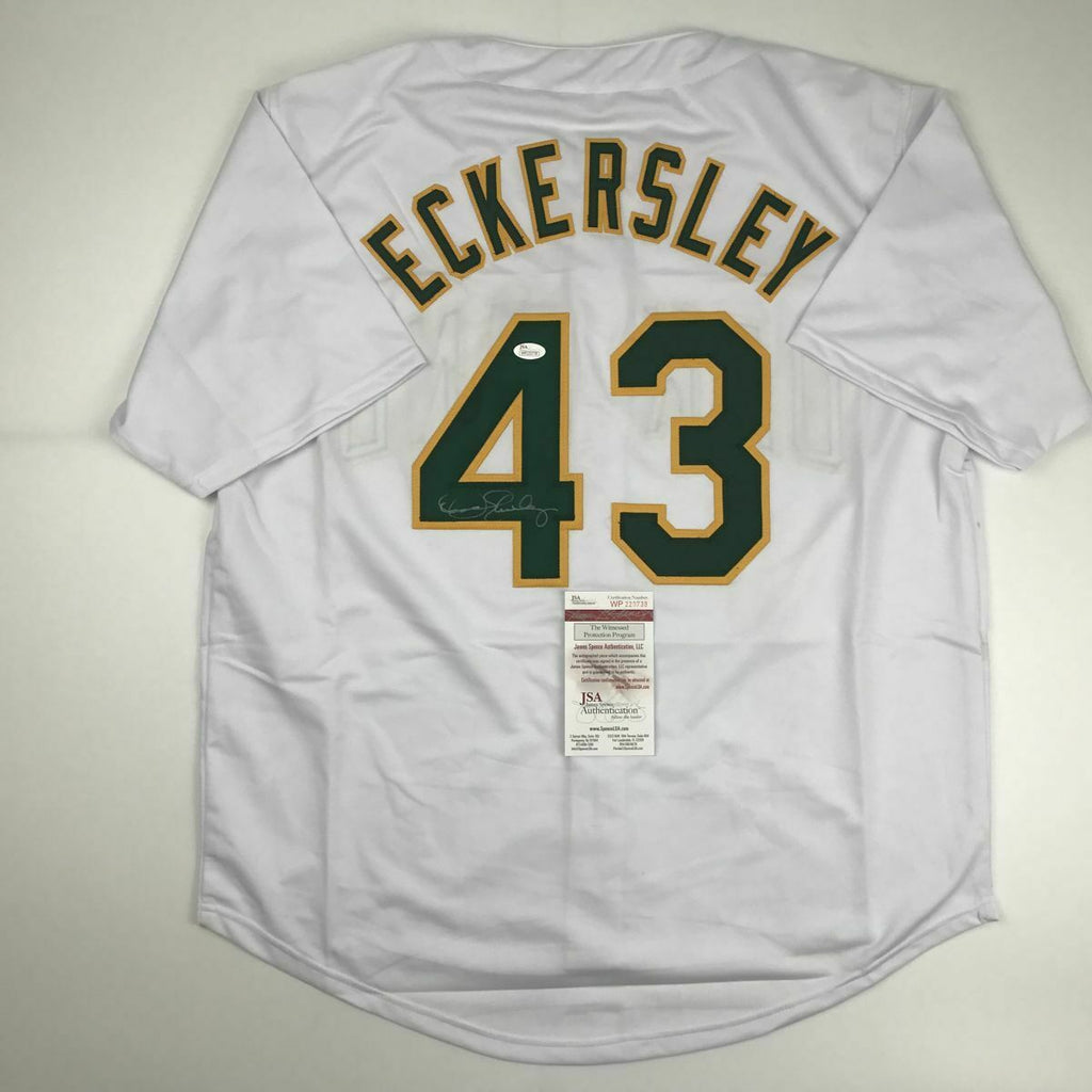 Autographed/Signed Dennis Eckersley Oakland Green Baseball Jersey