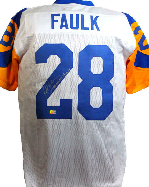 Framed St. Louis Rams Marshall Faulk Autographed Signed Jersey Beckett Coa