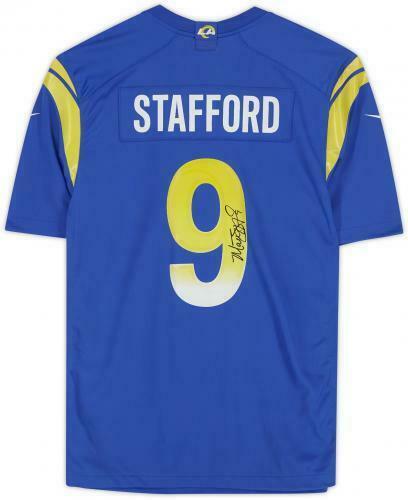 Framed Autographed Matthew Stafford 33x42 Rams Authentic Jersey