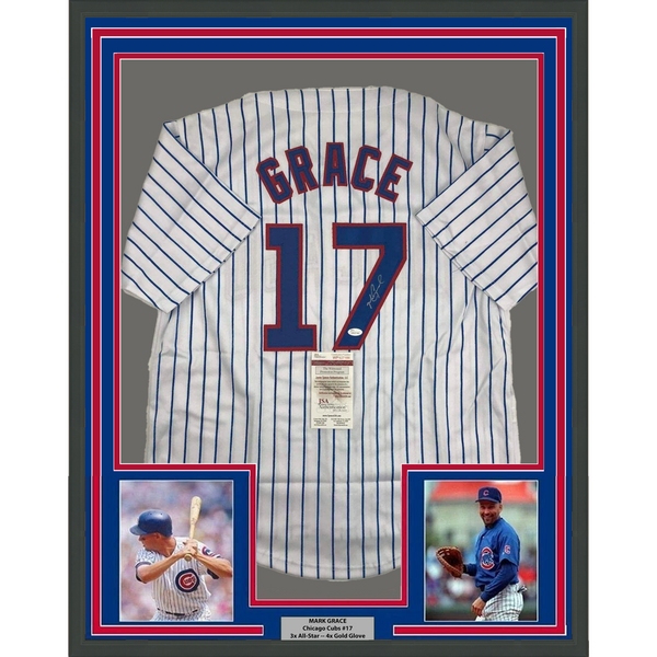 Mark Grace Autographed Signed Framed Chicago Cubs Jersey JSA 