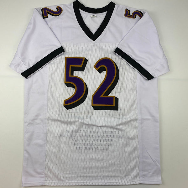 FRAMED Autographed/Signed RAY LEWIS 33x42 Baltimore Black Jersey JSA COA  Auto