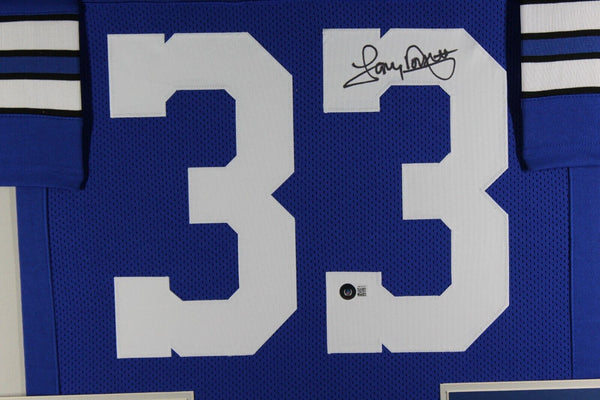 TONY DORSETT (Cowboys throwback TOWER) Signed Autographed Framed Jerse –  Super Sports Center